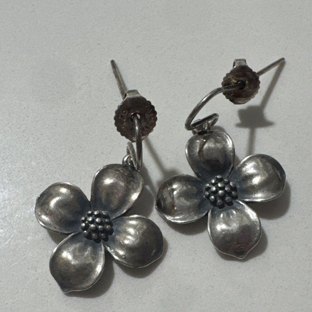 James Avery Retired Sterling Dogwood Flower Earrings